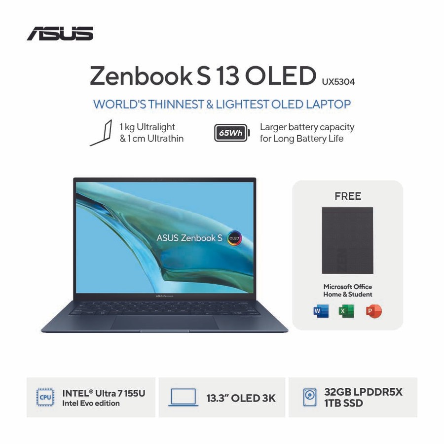 ASUS Zenbook S 13 OLED UX5304MA-OLEDS711 - Ponder Blue